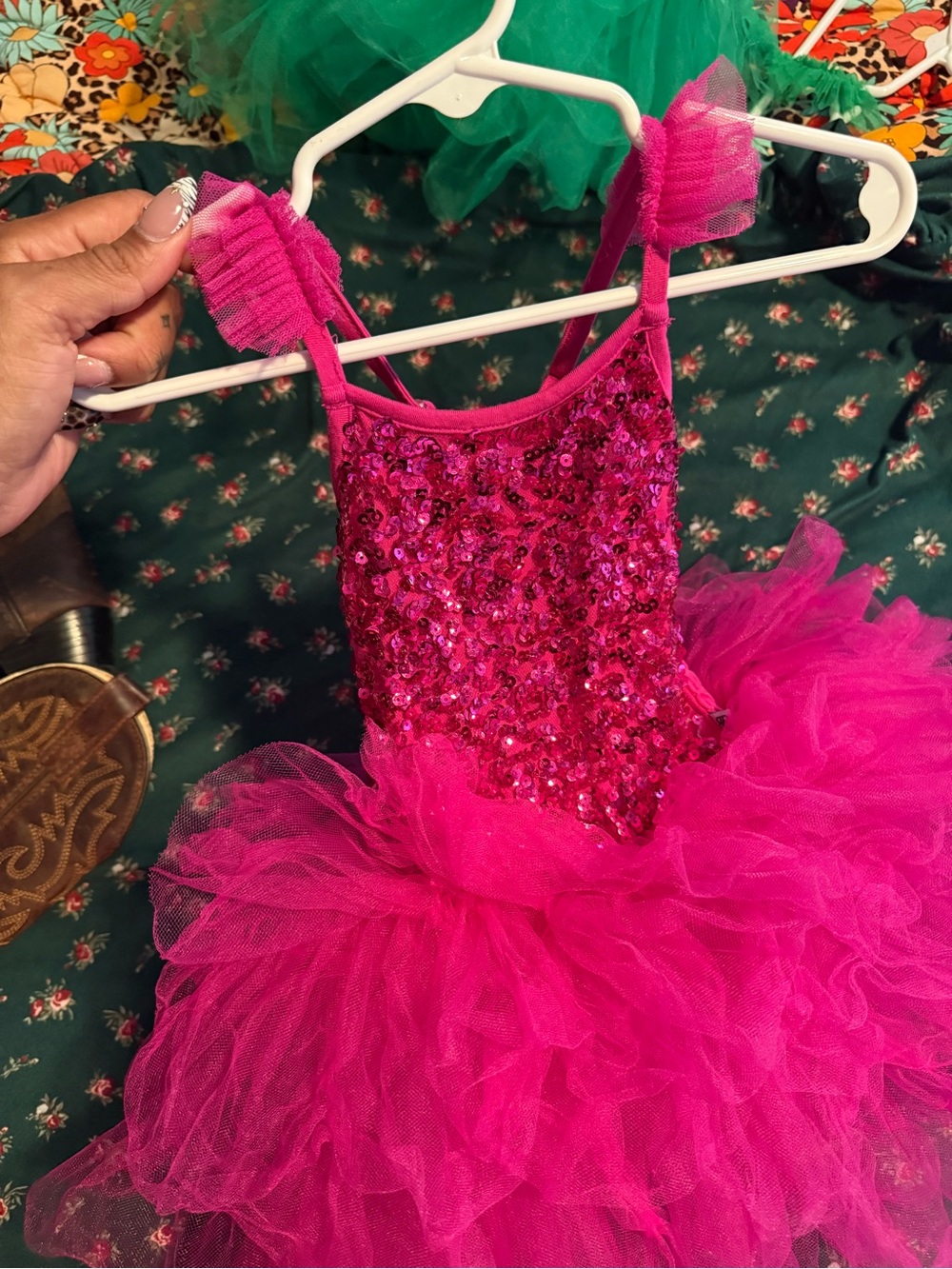 Bums and Roses Kids Sequin Tutu Dress - Hot Pink